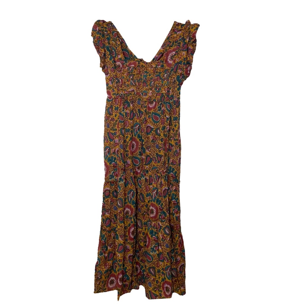 House of Harlow 1960 Floral Paisley Maxi Dress in Mustard, Pink, Teal